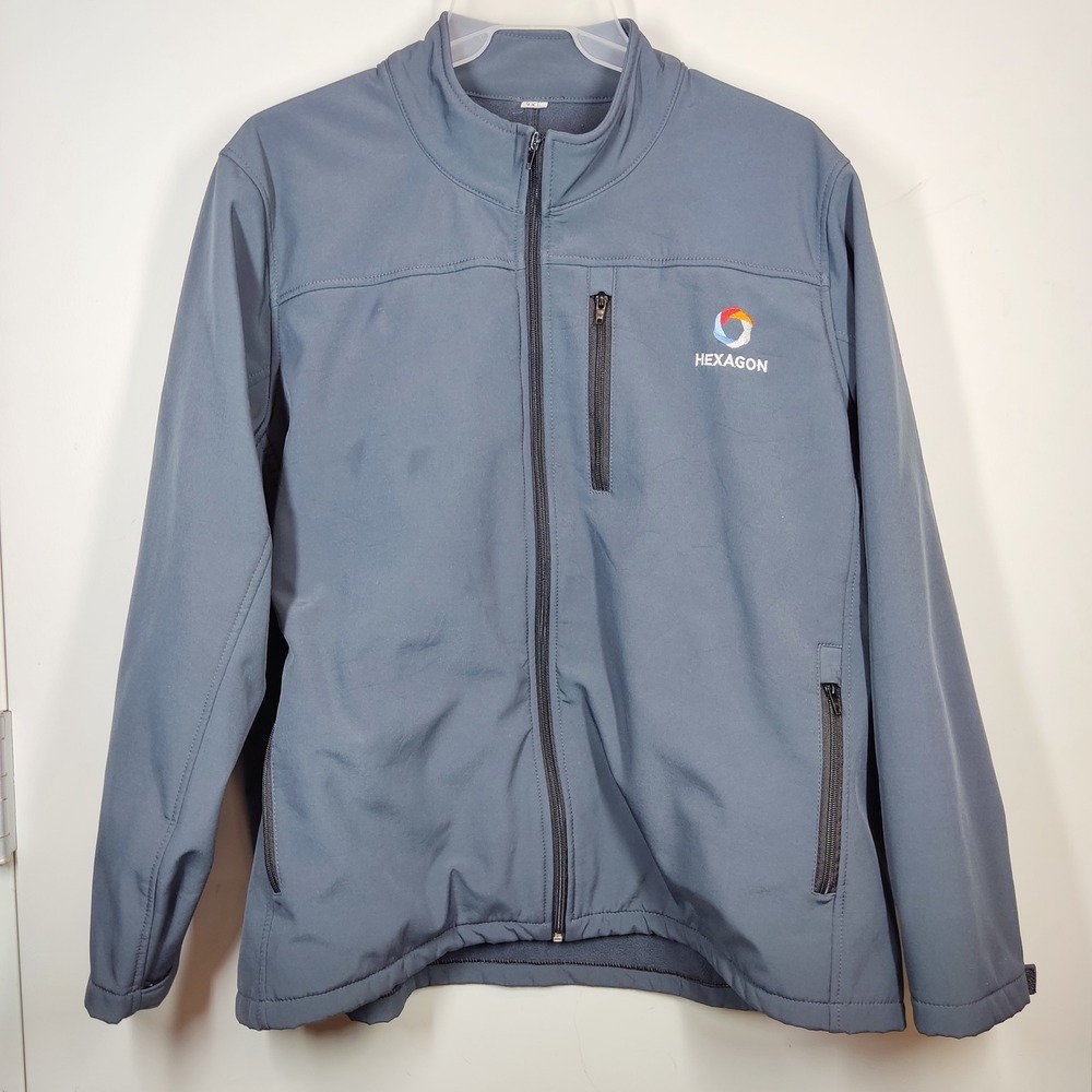 Unbranded Softshell Jacket Women 4XL Gray Hexagon Logo Fleece Lined Full Zip